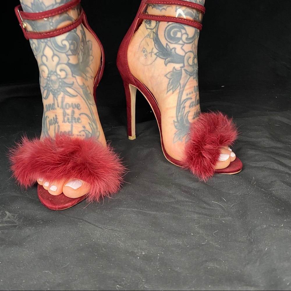 Fur Strap Clear Ankle Strap Sandal